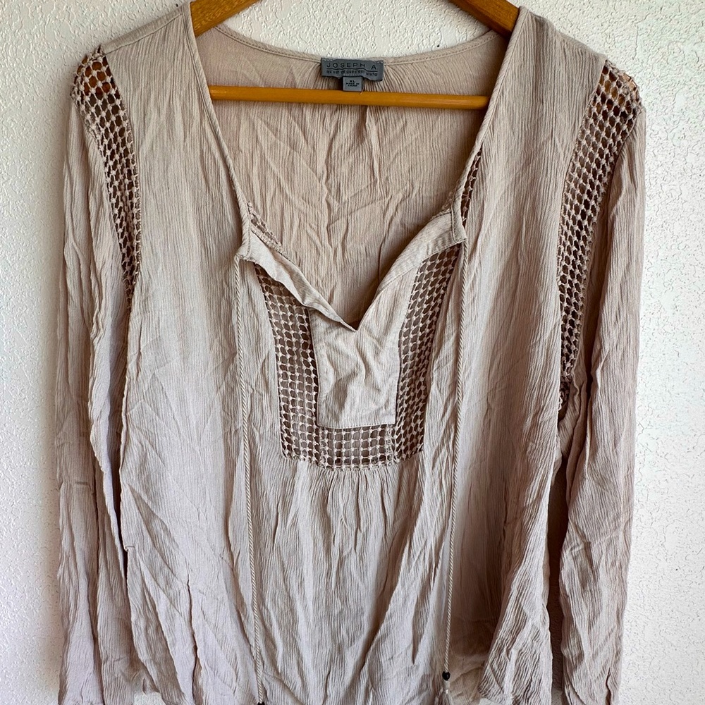 JOSEPH A. Blouse Top Women's Size XL Viscose Pull Over Khaki Tunic.
